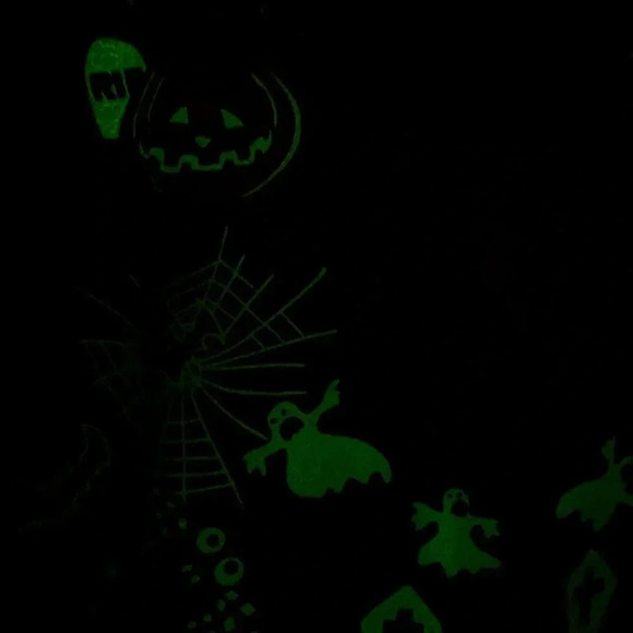 VTG 80s 90s Halloween Long Sleeve Top Tunic Oversized Glow in the Dark Unisex - Picture 8 of 12